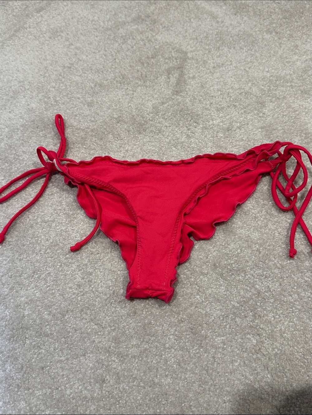 Women's Red Tie-Side Bikini Bottom